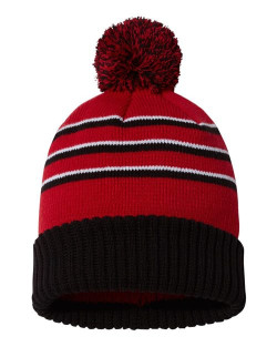 Tuques rayée à pompon avec revers